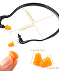 Silicone Ear Plugs With Corded Design For Sleep Shooting Travel And Work Site Hearing Protection Reusable Inner Aural Ear Plugs Includes 18 Pairs Of Replacements Soft Washable For All Day Comfort And Noise Reduction shown with dimensions and cord.