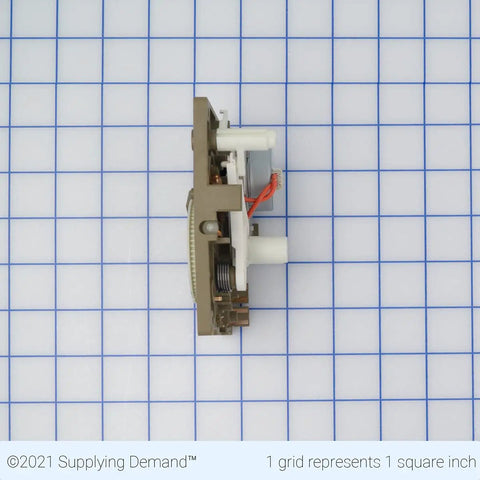 Side view of Blank No Paint Range Knob Replacement for Select Ovens, showcasing drop-in direct fit on grid background.