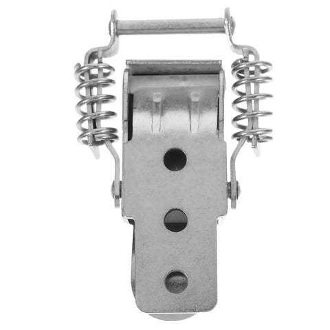 Stainless Steel Spring Hasp Toggle Latch Lock With Dual Spring Design front view showing structure and keyless buckle hinges.