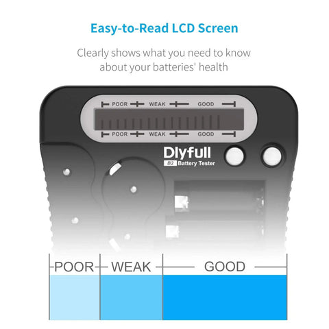 Universal Battery Tester With Crisp LCD Display showing battery health status bars