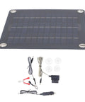 10W Monocrystalline Solar Panel Battery Charger Kit With OBD Charger And Battery Clips For Cars, Motorcycles, Boats, And RVs