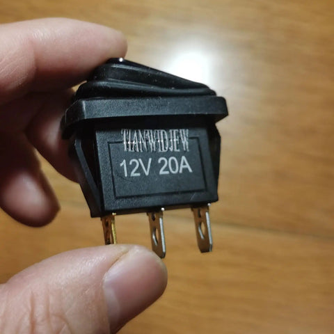 Close-up of 12V Waterproof Rocker Switch Five Pack with Three 20 CM Detachable Wires SPST Three Pin On Off Toggle