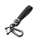 Heavy Duty Leather Carabiner Keychain With 360 Degree Rotating Snap Swivel Anti Lost D Ring And Woven Handmade Strap Microfiber Hand Strap