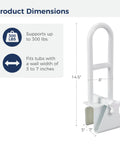 Handicap Shower Grab Bar For Bathtub And Shower White No Tool Install Heavy Duty Durable Steel Hand Rail dimensions and features