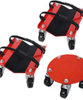Beefy Heavy Duty Snowmobile Dolly With Steel Frame And V-Slide Design, 1500 Lbs Capacity Moving Cart, 2.5 In Swivel Casters, Adjustable Tie Down Straps, Garage And Shop Transport Stand, red steel dolly with straps