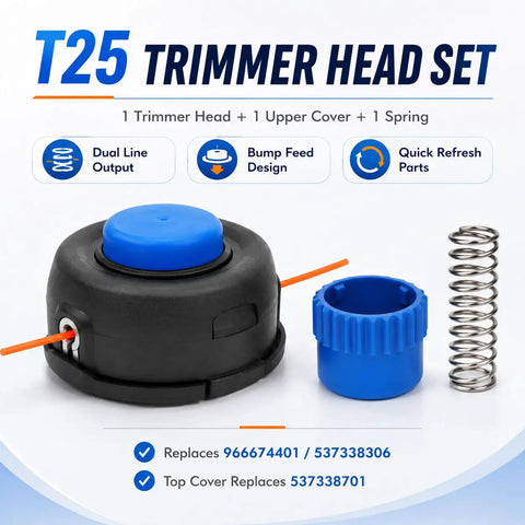 Pro T25 Tap Feed Trimmer Head Repair Kit With Blue Bump Knob And Spring For Husqvarna 325RJX, M10 x 1.25