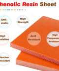 Insulation Resin Flat Plate For Zero Clearance Inserts And Throat Plates, Phenolic Sheet For DIY Jigs And Test Fixtures, Orange 3/5 Inch Thick, Customizable 12x12 To 24x48 Inch Sizes