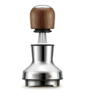 Pro 58 Mm Espresso Powder Distributor With Tough Walnut Handle And Stainless Steel Tines, 58mm size for coffee preparation.