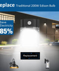 4 Pack 30W LED Wall Pack Lights With Dusk To Dawn Sensor illuminating outdoor parking area, save electricity message visible.