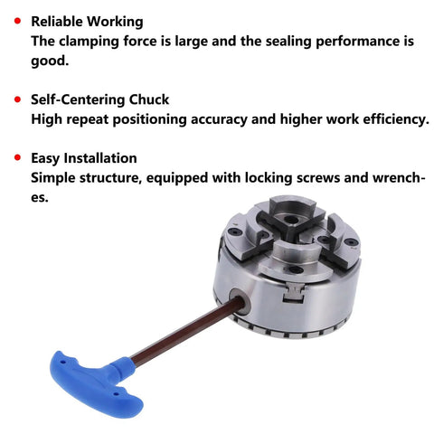 Self Centering 4 Jaw Lathe Chuck M40 96mm Woodworking Clamp Tool With Wrenches For Precise Centering And Rock Solid Hold On Wood Lathes