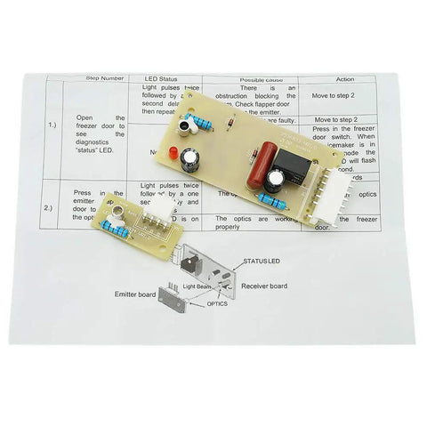 4389102 Replacement Icemaker Emitter Sensor Control Board For Whirlpool Models W10757851 AP5956767 with instruction sheet