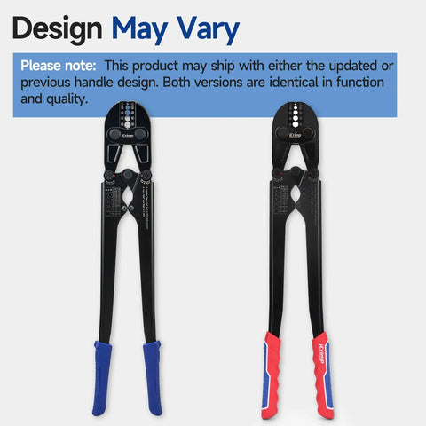 1608B Wire Rope Crimping Tool With Five Die Slots From One Sixteenth To Three Sixteenths Inches showing two handle designs