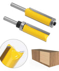 Straight Up Pro Grade Eight Millimeter Flush Trim Pattern Router Bit Featuring Dual Bearings And Kickback Resistant Build For Flawless Wood And Laminate Projects shown from two angles, highlighting dual bearing design.
