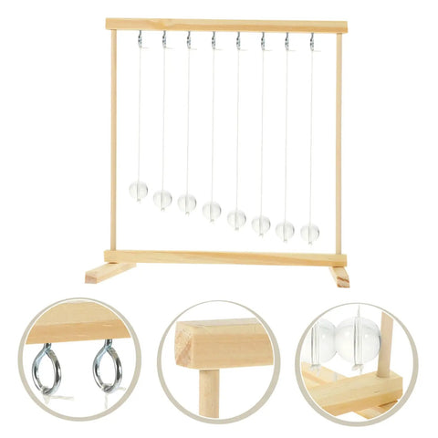 Snake Shape Pendulum Energy Conservation DIY Kit For Hands-On Physics Experiments, wood frame with ball bearings close-ups.
