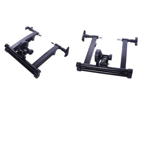 Beefy Steel Bike Trainer Stand With Front Wheel Riser Block Quiet Magnetic Bicycle Trainer for Home Workouts Side View