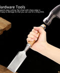 Pro Level Wood Chisel Set With Sturdy Wooden Handles And Razor Sharp Steel Blades Built Tough for smooth carving, flat chisel in hand.