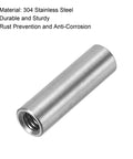 Round M4 Coupling Nuts Set Of 10, 304 Stainless Steel, 20mm Length, M4x0.7 Thread, single nut close-up showing end view