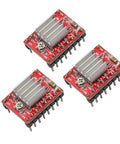 Three A4988 Stepper Motor Driver Modules with heat sinks for Arduino 3D printer CNC machine and robotics microstep controller