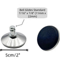5 Pack 2 Inch Bell Glides For Office Chair Low Profile Caster Replacement Turn Rolling Wheels Into Rock Solid Stationary Feet Lock Your Chair Down On Wood Floors Silver with flat design and rubber rim.