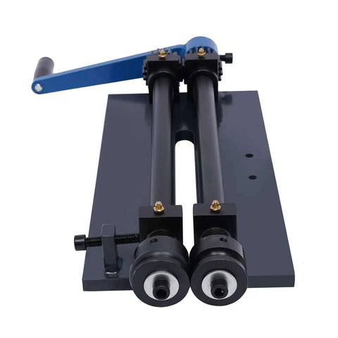 Front view of Workhorse Bead Roller Machine With 12 Inch Gear Drive Bench 6 Die Set Manual Bead Rolling Bender Slip Rollers.