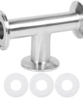1 Inch Tri Clamp Tee 3 Way Sanitary Fitting Stainless Steel 304 Equal Tee For 25mm Tube OD Polished Finish, with seals