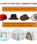 Must Have Adhesive Hat Hooks And Hangers Wall Rack Up To Eight Pounds for organizing hats in entryway or wardrobe.