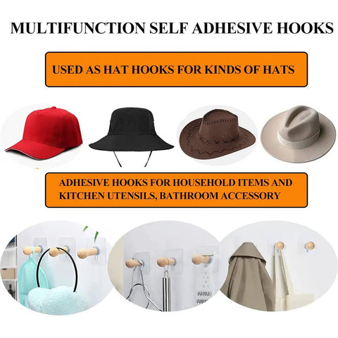 Must Have Adhesive Hat Hooks And Hangers Wall Rack Up To Eight Pounds for organizing hats in entryway or wardrobe.