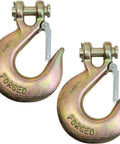 Heavy Duty Half Inch Grade 70 Forged Clevis Slip Hook With Secure Safety Latch For Trailer Towing And Chain Rigging Two Piece Pack.