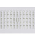 Front view of a 4 Inch By 10 Inch Plastic Floor Register White With Durable Lattice Design, Easy Install Vent Cover For Home Heating.