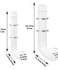 Top Shelf 2 Pack Chicken Feeder Set With Smart No Waste Gravity Design For Coops Ducks Turkeys And Geese Easy Fill Tough PVC poultry buckets with measurements.