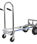 Heavy Duty 2 In 1 Aluminum Convertible Hand Truck With 800 Lbs Capacity Utility Dolly Cart Quick Fold Design with rubber wheels and handles.