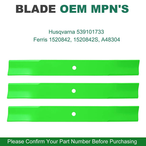 High Lift Blade Set For Scag Ferris 61 Inch Deck Replaces OEM 48111 482879 1520842 Husqvarna 539101733 Durable Lawn Mower Blades