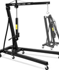 Smooth Rolling Heavy Duty 2 Ton Engine Hoist Foldable Hydraulic Shop Crane With Telescopic Boom and Six Pivoting Casters