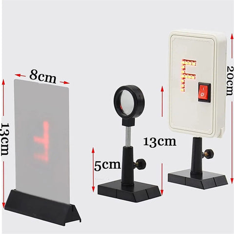 Physical Optics Experiment Box Set With Hands On Convex Lens Imaging Equipment For Students Light Source Physics Teaching Kit Focal Length Measurement And Image Formation Lab Tools Durable Plastic Glass Safe Burr Free Design, 20cm stand