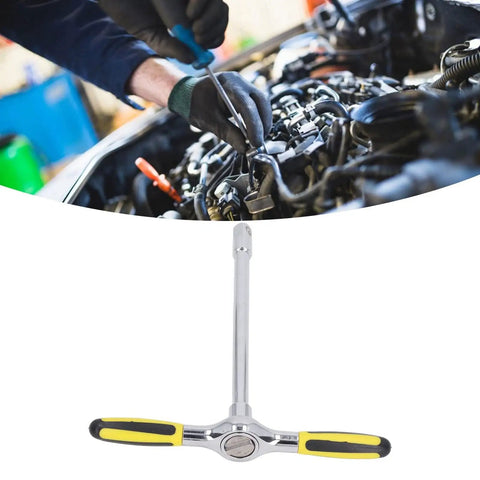 Go-To T Handle Ratchet Wrench And Quick Release Socket Kit With Built In Magnet And Comfort Grip for tight spaces in auto repair.