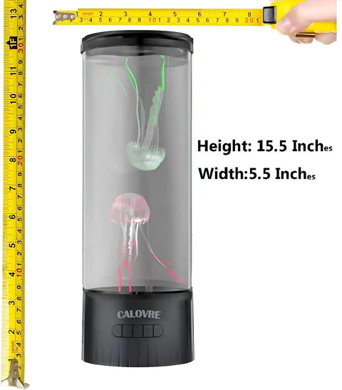 Large Jellyfish Lamp For Home Office Desk Decor Soothing Ocean Mood Light with measurements showing 15.5 inches tall