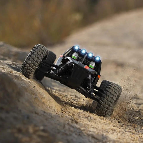 1-12 Scale All Terrain RC Truck With 4x4 Drive High Speed 38 Km/h Remote Control Car on dirt road with LED lights on