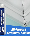 Heavy Duty 9900 White Silicone Structural Sealant Waterproof Adhesive For Roofing Bathroom Construction DIY Repairs Knockout Bonding Compound Game Changer Caulking Tube next to a crack in a white wall.