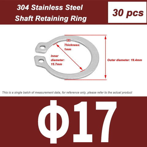 Precision Machined Heavy Duty Stainless Steel External Circlips 30 Pack C Clip Snap Rings For Automotive Systems Valves And Motor Bearings Rust Free Retaining Hardware Bulk Kit