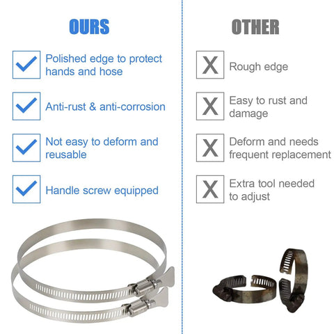 Comparison of Hose Clamp Set Stainless Steel Adjustable Five Pack For Five And A Half To Six And A Half Inch Range with others