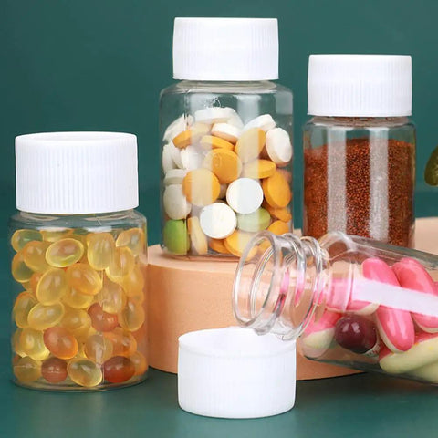 50 Pack Clear 5Ml Plastic Lab Bottles With Wide Mouth Caps For Reagents, Samples And Liquid Storage, transparent cylindrical bottles