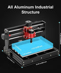Twotrees TTC3018 Pro desktop CNC router, 3-axis, all-metal frame with red gantry and blue workbed