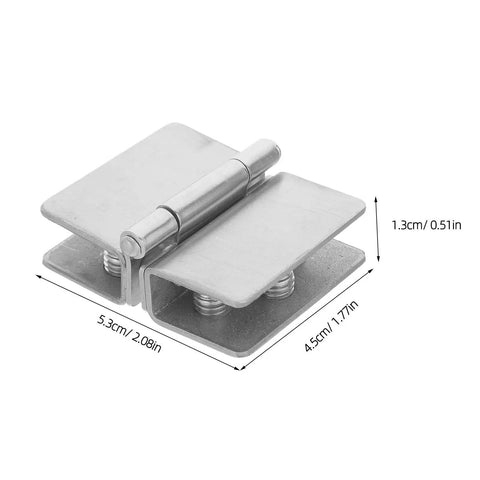 Heavy Duty Stainless Steel Glass Door Hinge For Cabinets And Showers Reinforced And Corrosion Resistant Clamp Style For High Traffic Use Easy Install Adjustable Alignment Fits Various Glass Thicknesses And Mounting Options, 5.3cm hinge