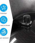 Heavy Duty Aluminum Knurled Motorcycle Seat Bolt Screws Featuring No Fuss Quick Swap For Dead Straight Hand Tightening On Custom Baggers And Touring Cruisers Matte Black Hardware Upgrade Kit close-up of knurled bolt on seat.