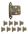10 Pack Self Closing Overlay Flush Cabinet Hinges In Green Bronze for Kitchen Cabinets, visible hinges layout