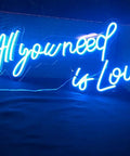 All You Need Is Love Neon Sign LED Light For Home Bar Party Decor, Customizable Neon Wall Art, 60x26cm, glowing blue text