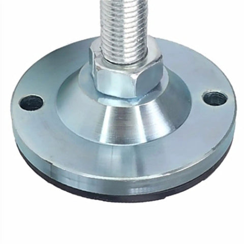 4 Pack Heavy Duty Adjustable Leveling Feet M12 With Non Slip Flat Cup Bottom Lip Design For Even Weight Distribution Built To Last Stainless Steel Durable Feet With Galvanized Surface For Furniture Support D100x125mm, close-up flat base