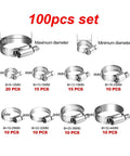 Top Notch 130 Pc Stainless Steel Hose Clamp Set With Heavy Duty Worm Gear Clamps For Plumbing Pipes Tubes And Home Improvement Projects That Need Serious Grip And Long Lasting Durability For All Types Of Fixing Needs., 100pcs set with stainless steel worm gear hose clamps, 8-44mm sizes