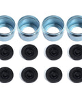 4 Pack 1.98 Inch Trailer Hub Caps with Eight Rubber Plugs and Four Spare Seals, bolted metal wheel bearing dust caps, zinc-plated