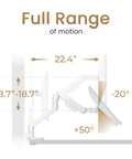 Badass Heavy Duty Monitor Arm With Vesa Desk Mount For Screens Up To 45 Inches Supporting 44 Pounds with full range of motion details.